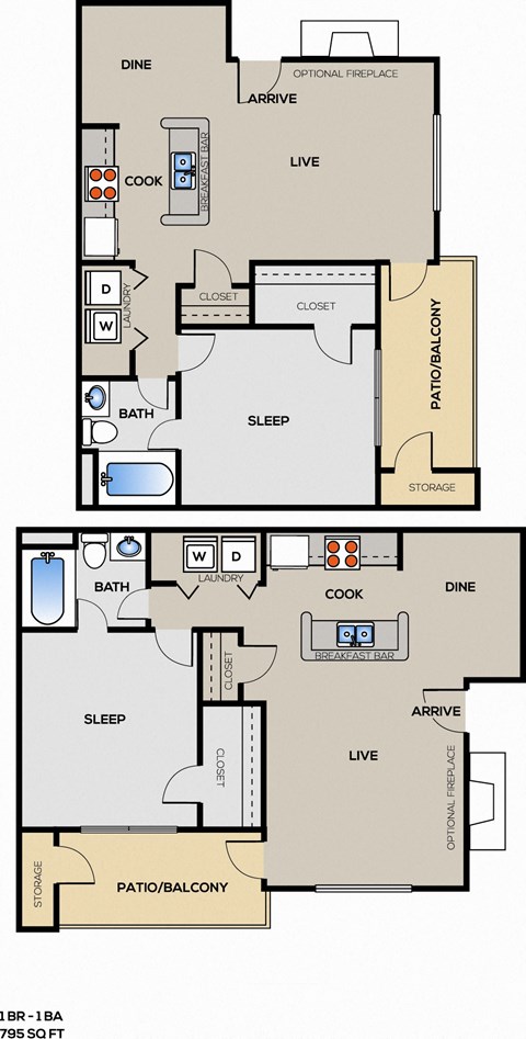 1 Bedroom Floor Plan at Magnolia Terrace, Charlotte, 28213